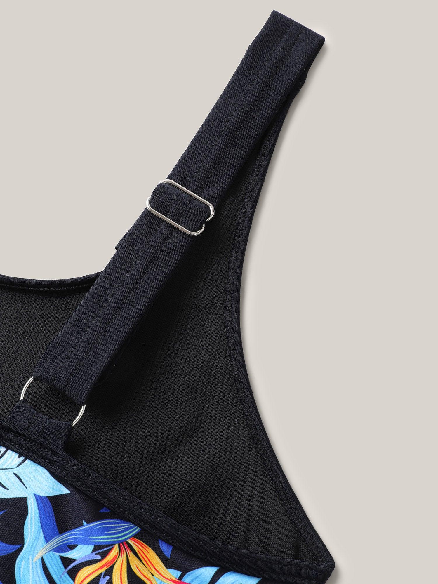 Tropical Leaf Fit Flare Swim Dress Female Product Image