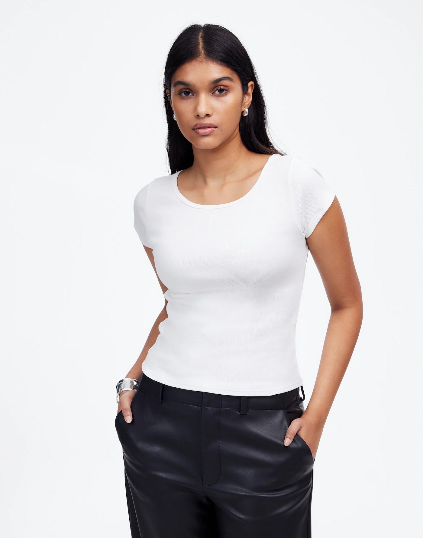 (Re)generative Cotton Ribbed Cap-Sleeve Tee Product Image