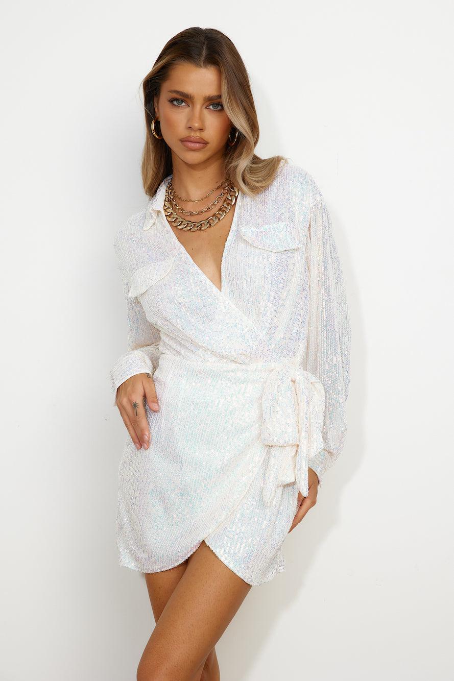 Party Shirt Dress White Product Image