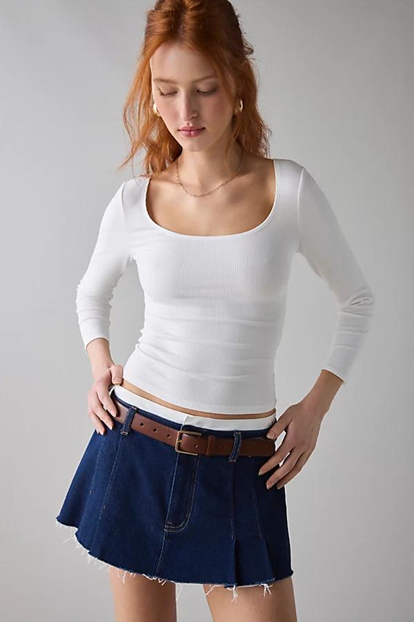 BDG Andie 3/4 Sleeve Square Neck Cropped Tee Top Womens at Urban Outfitters Product Image