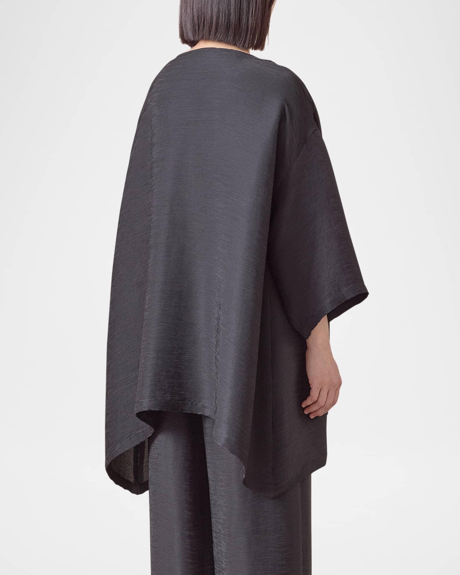 Silk Plisse Wide A-Line Scoop-Neck Top (Long Length) Product Image