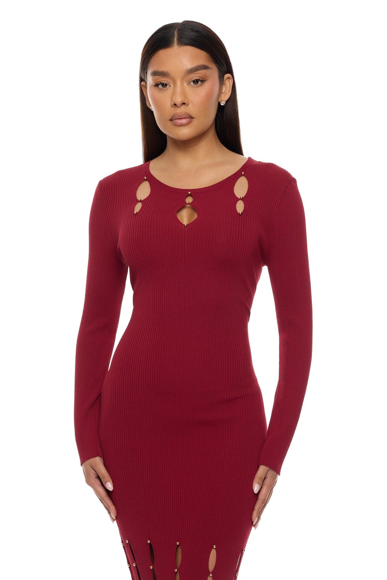 Maryna Cut Out Maxi Dress - Wine Female Product Image