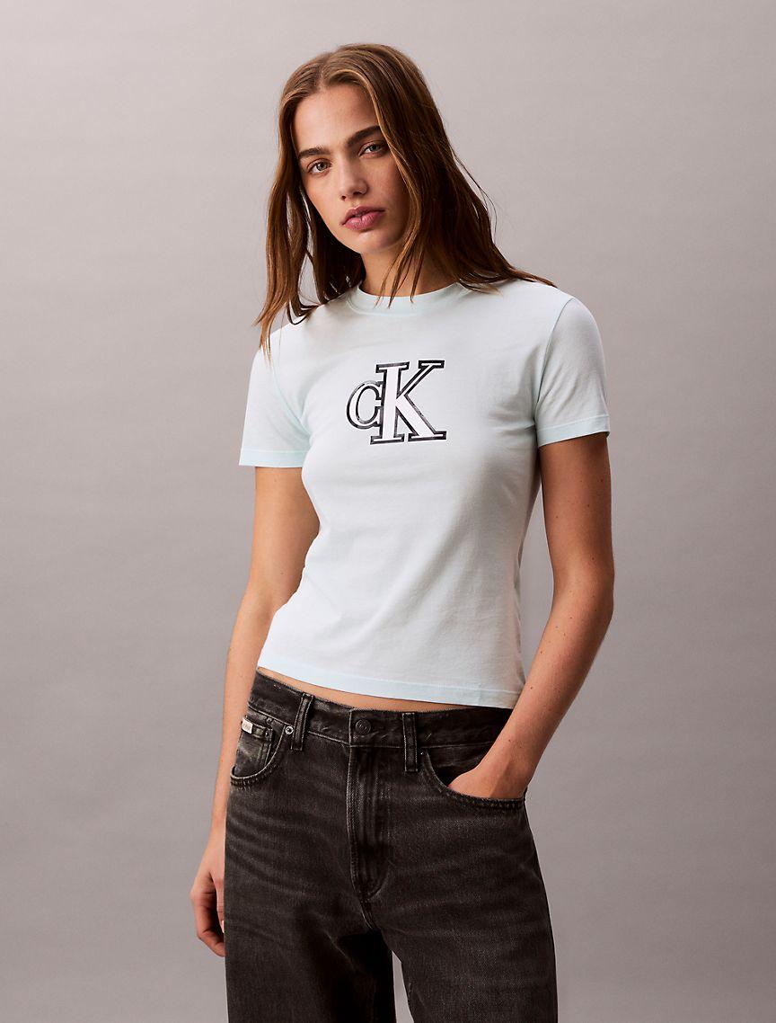 Slim Cotton Modal Monogram Logo Tee Product Image