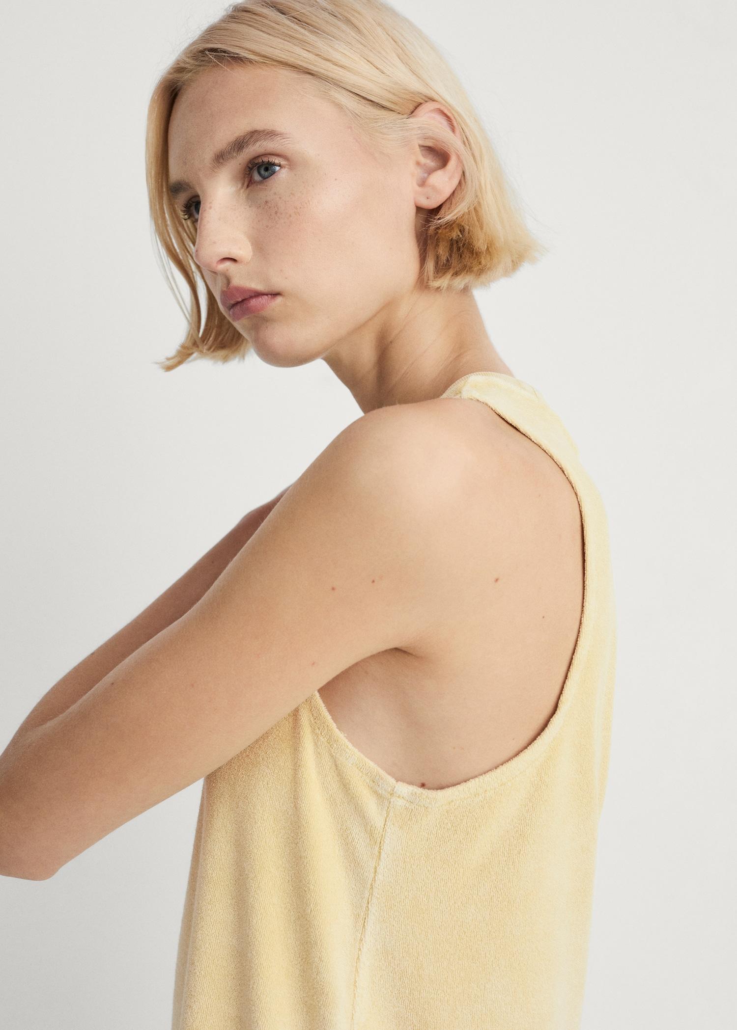 Overdyed terry cotton nightgown - Women | MANGO USA Product Image