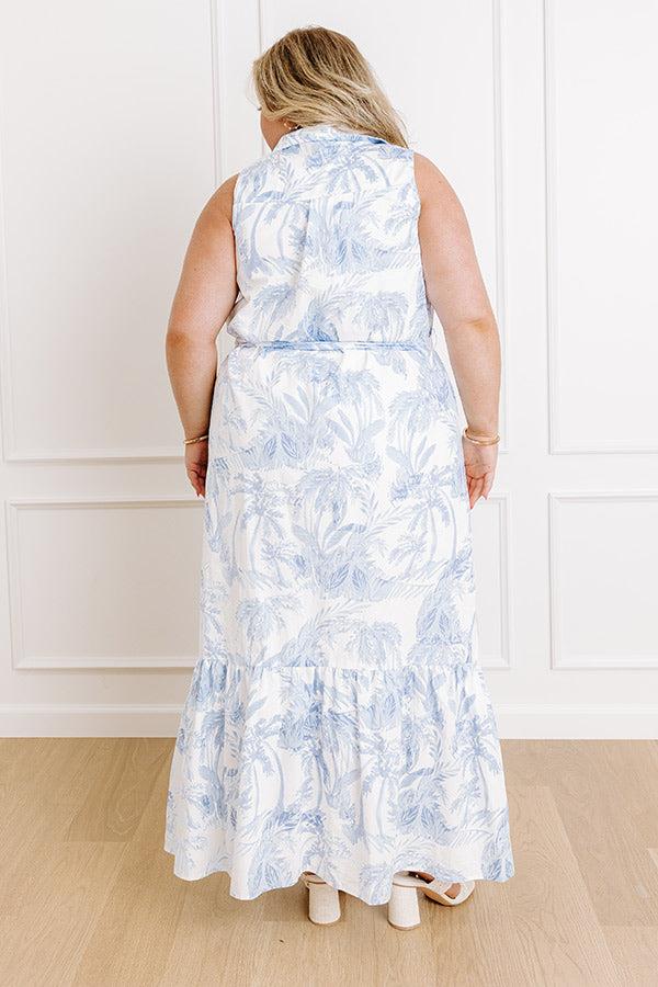 Boardwalk Stroll Floral Maxi Dress in Sky Blue Curves Product Image