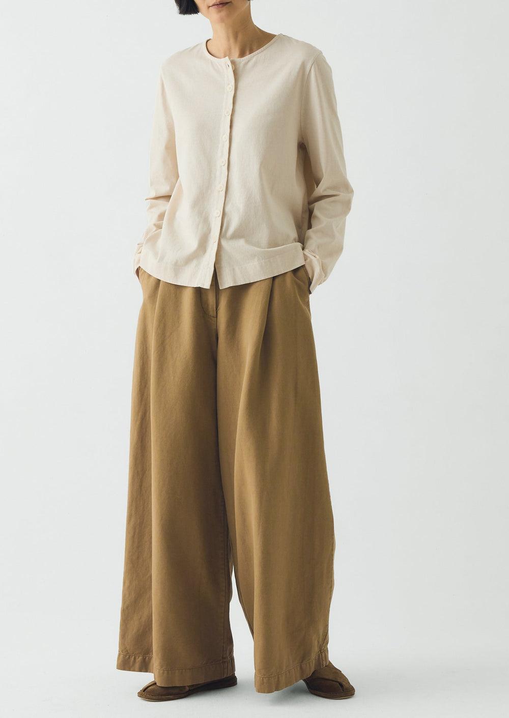 Wide Leg Cotton Linen Twill Pants | Warm Sand Product Image