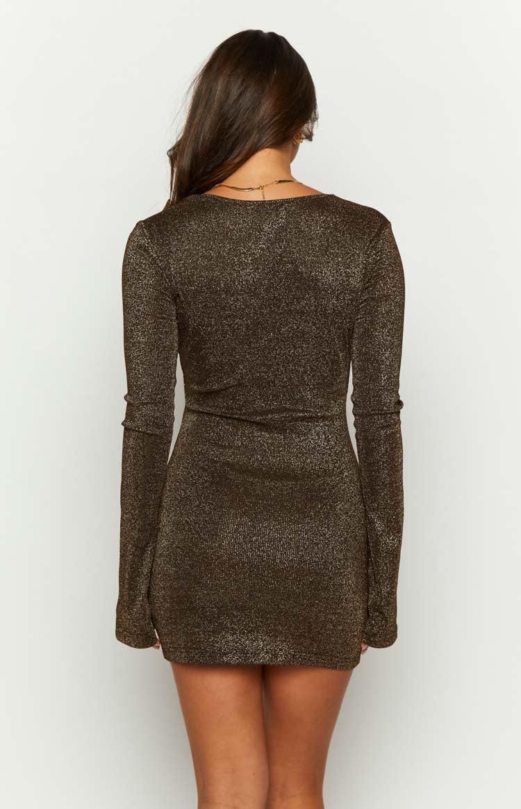 Good Energy Bronze Long Sleeve Mini Dress Product Image