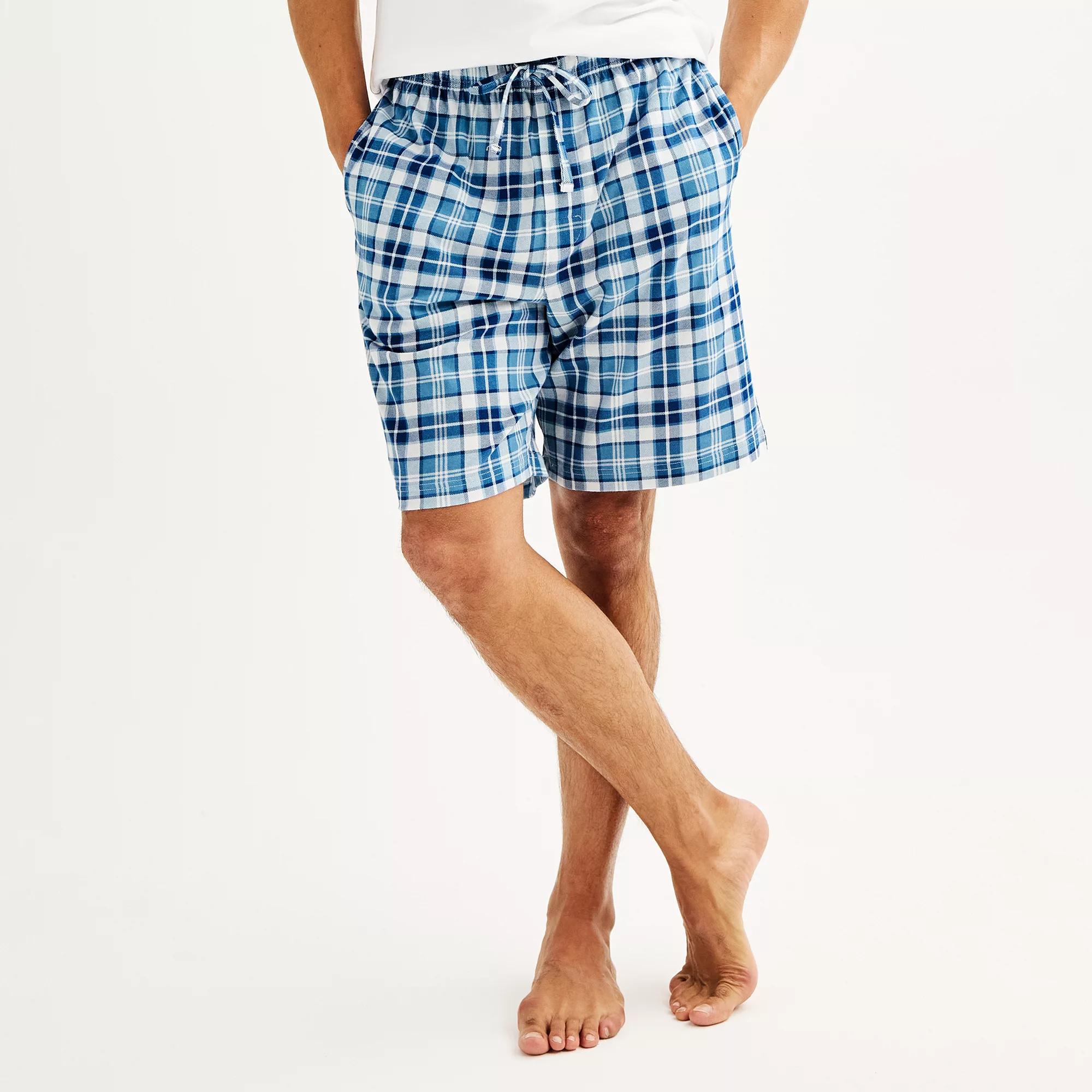 Men's Sonoma Goods For Life® Knit Pajama Shorts, Size: Small, Checkered Plaid Blues Product Image