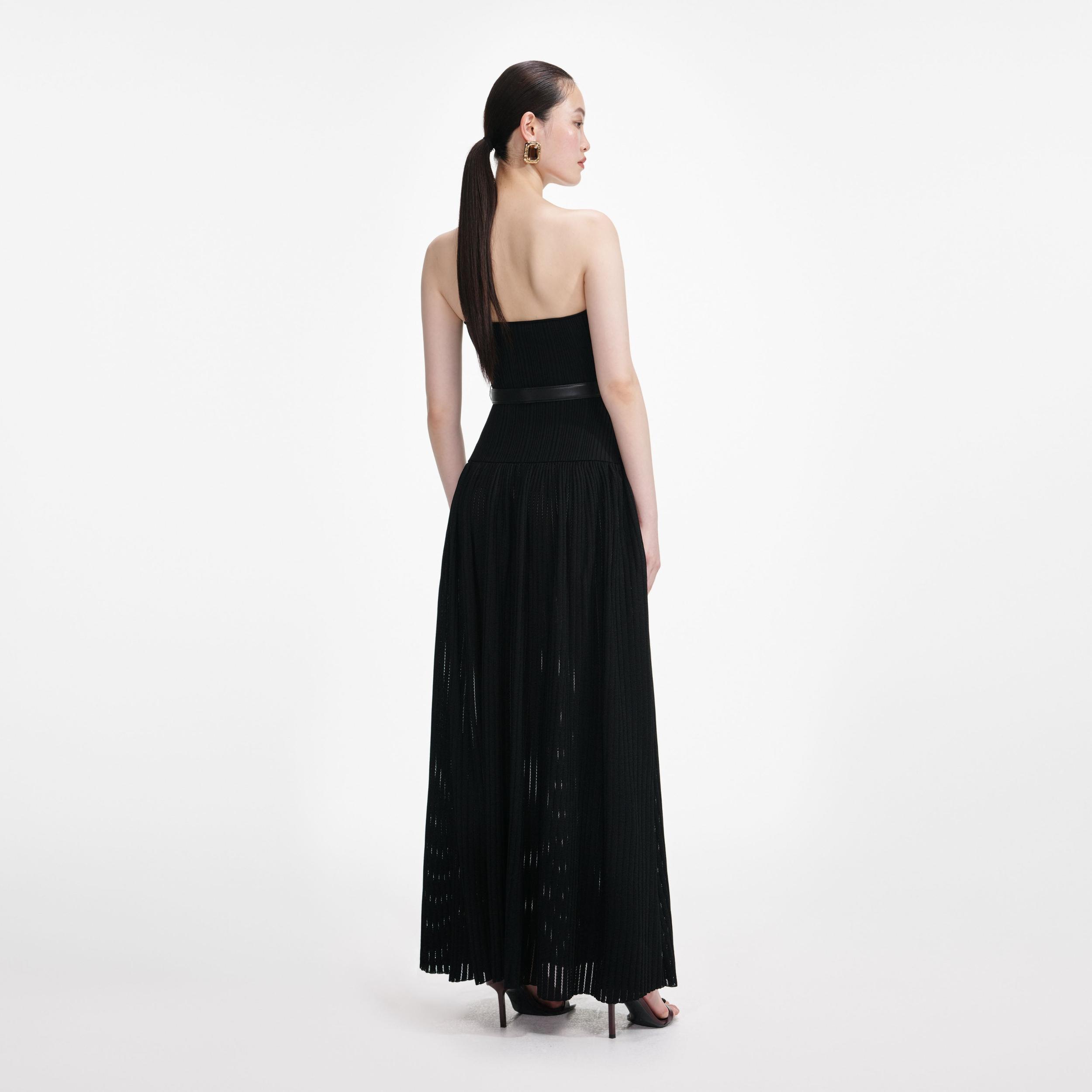 Black Bandeau Knit Maxi Dress Product Image