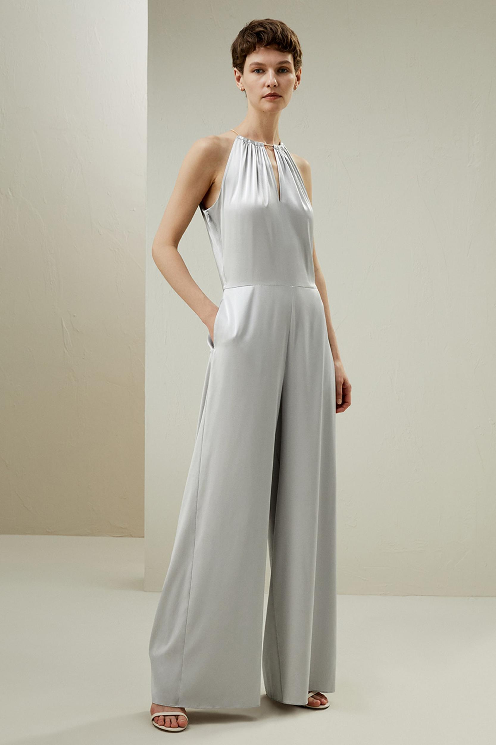 Halter Neck Wide Leg Jumpsuit Product Image