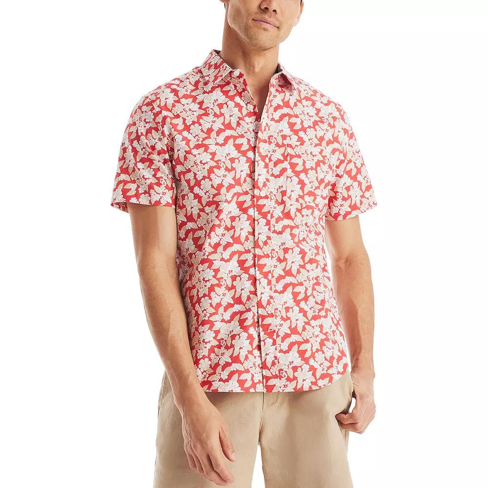 Men's Nautica Flower Short-Sleeve Shirt, Size: Small, Sailor Red Product Image