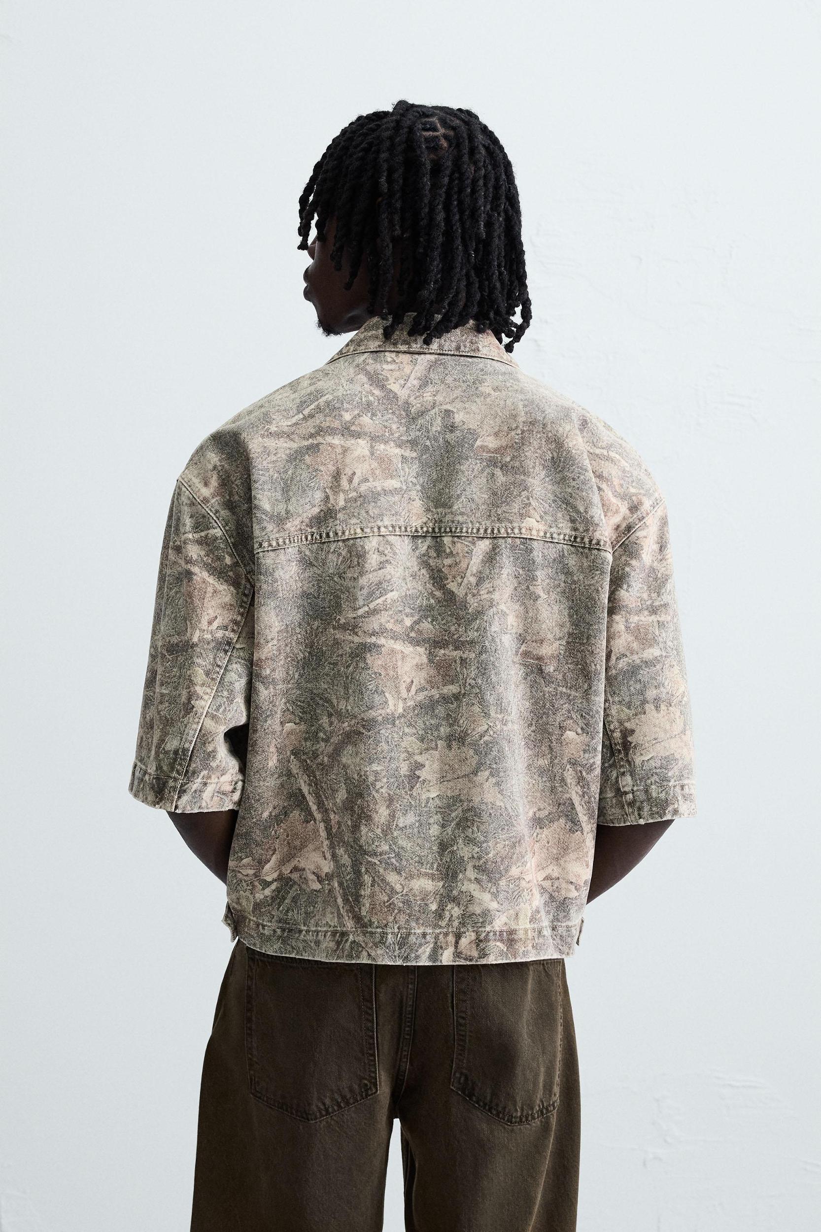 WASHED ABSTRACT PRINT OVERSHIRT Product Image