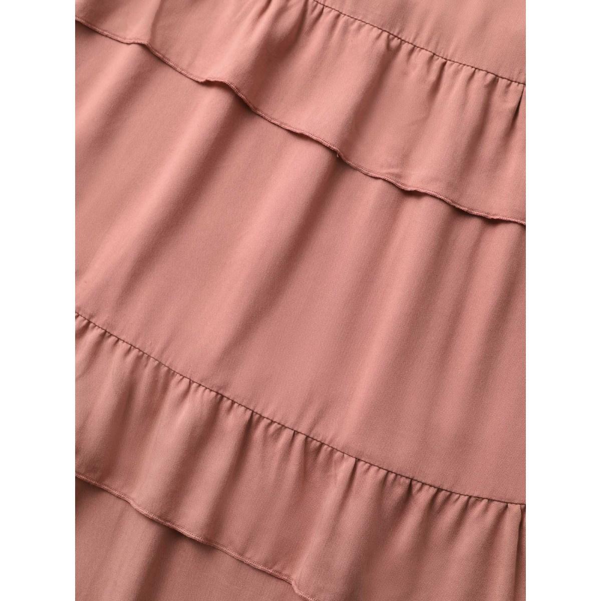 Plus Size Solid Ruffle Layered Hem Cami Dress DustyPink Women Resort Gathered Non Sleeveless Curvy BloomChic 30/6X Product Image