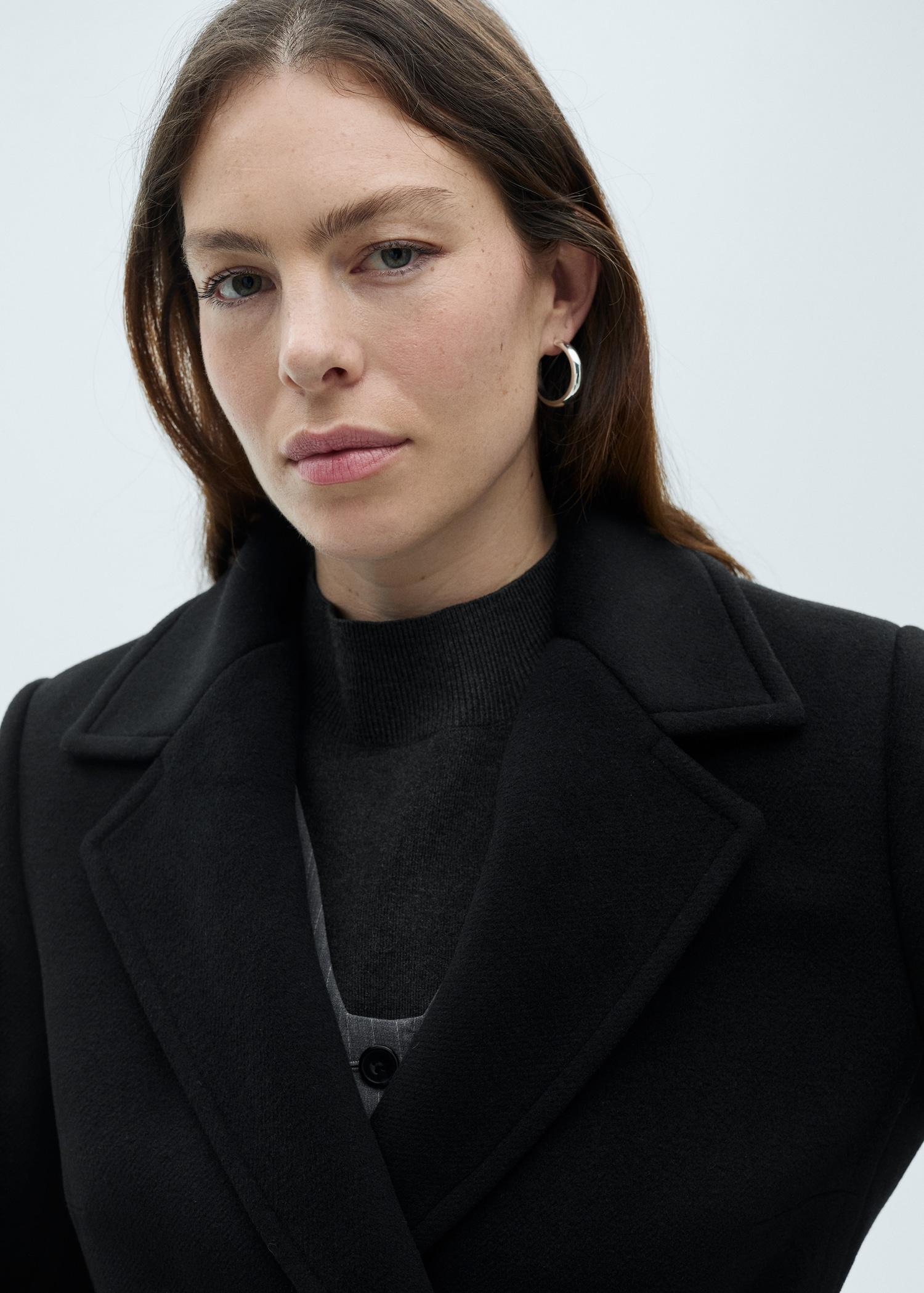 Double-breasted midi wool coat - Women | MANGO USA Product Image