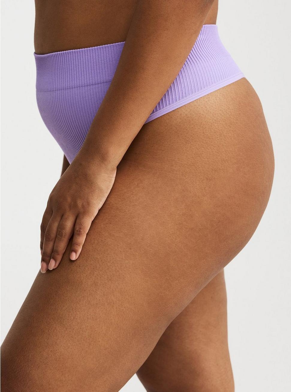 Seamless Ribbed High-Rise Thong Panty Product Image