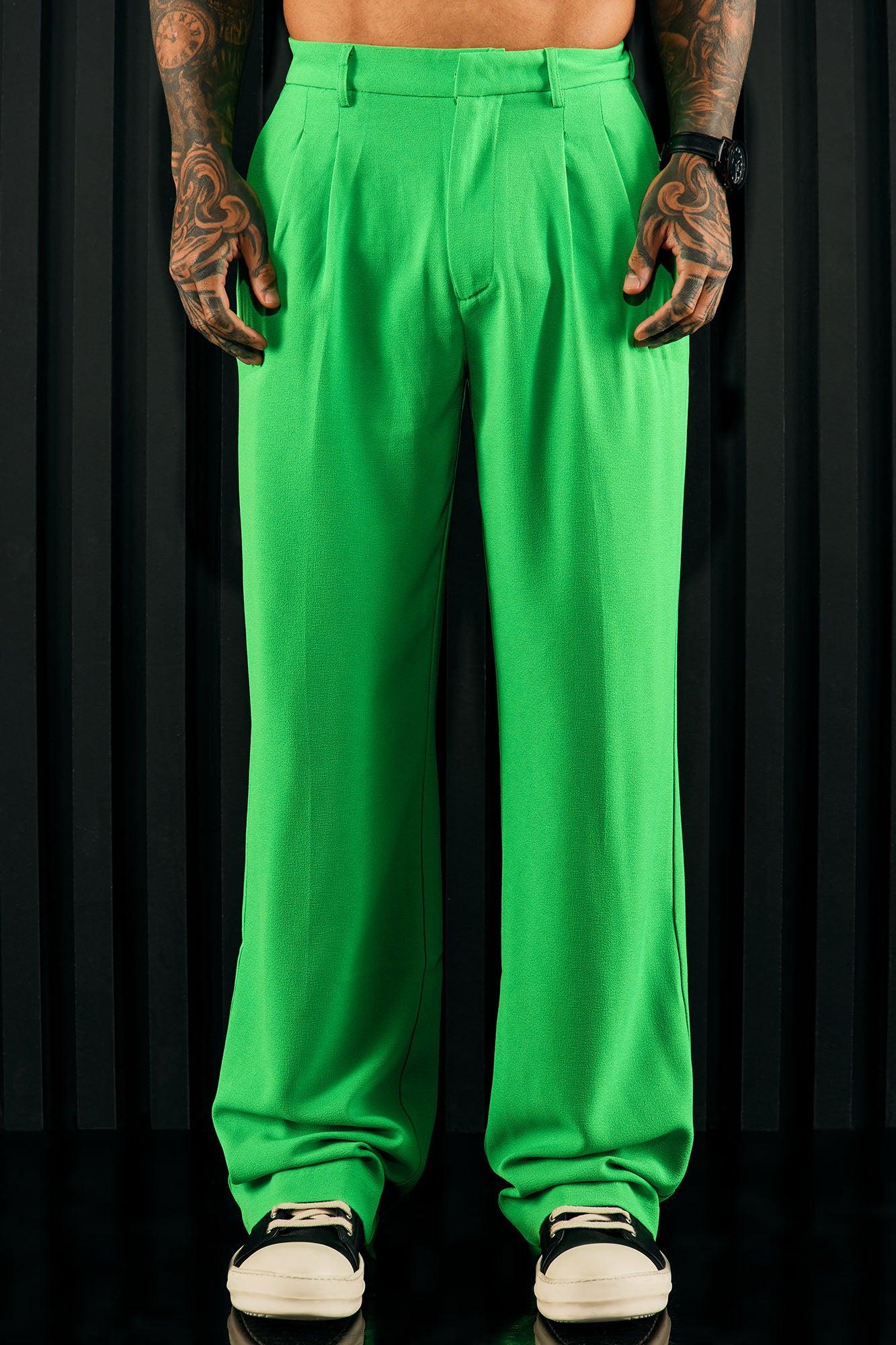 Golden Hour Pleated Loose Trousers - Green Product Image