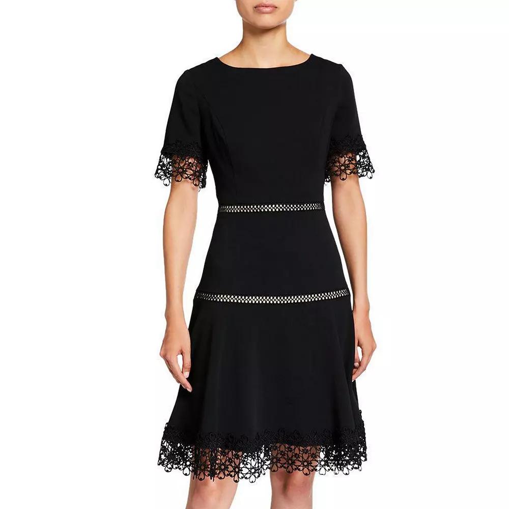 Women's Focus By Shani Fit & Flare Lace Crepe Dress,  Product Image