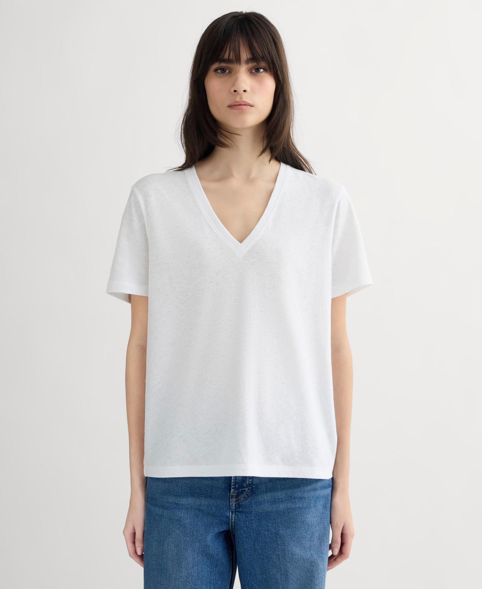 Womens Slouchy V-Neck T-Shirt in Cotton Linen by Everlane Product Image