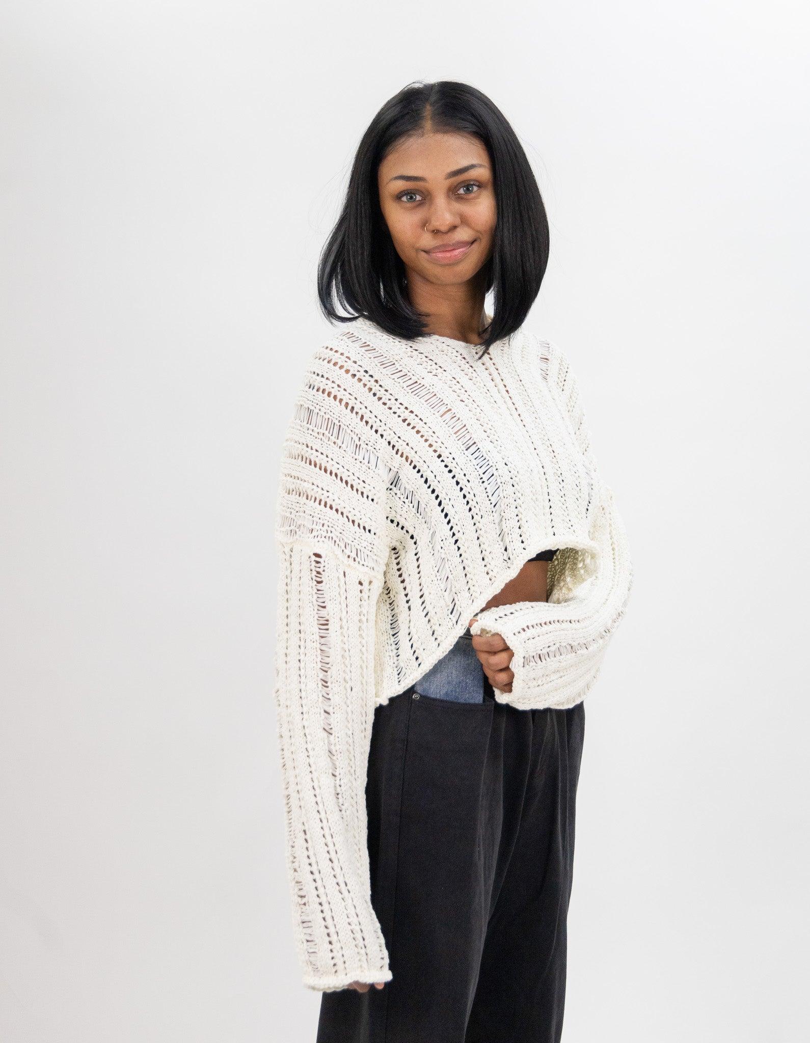 Moon River Crochet Knitted Top - Cream Product Image