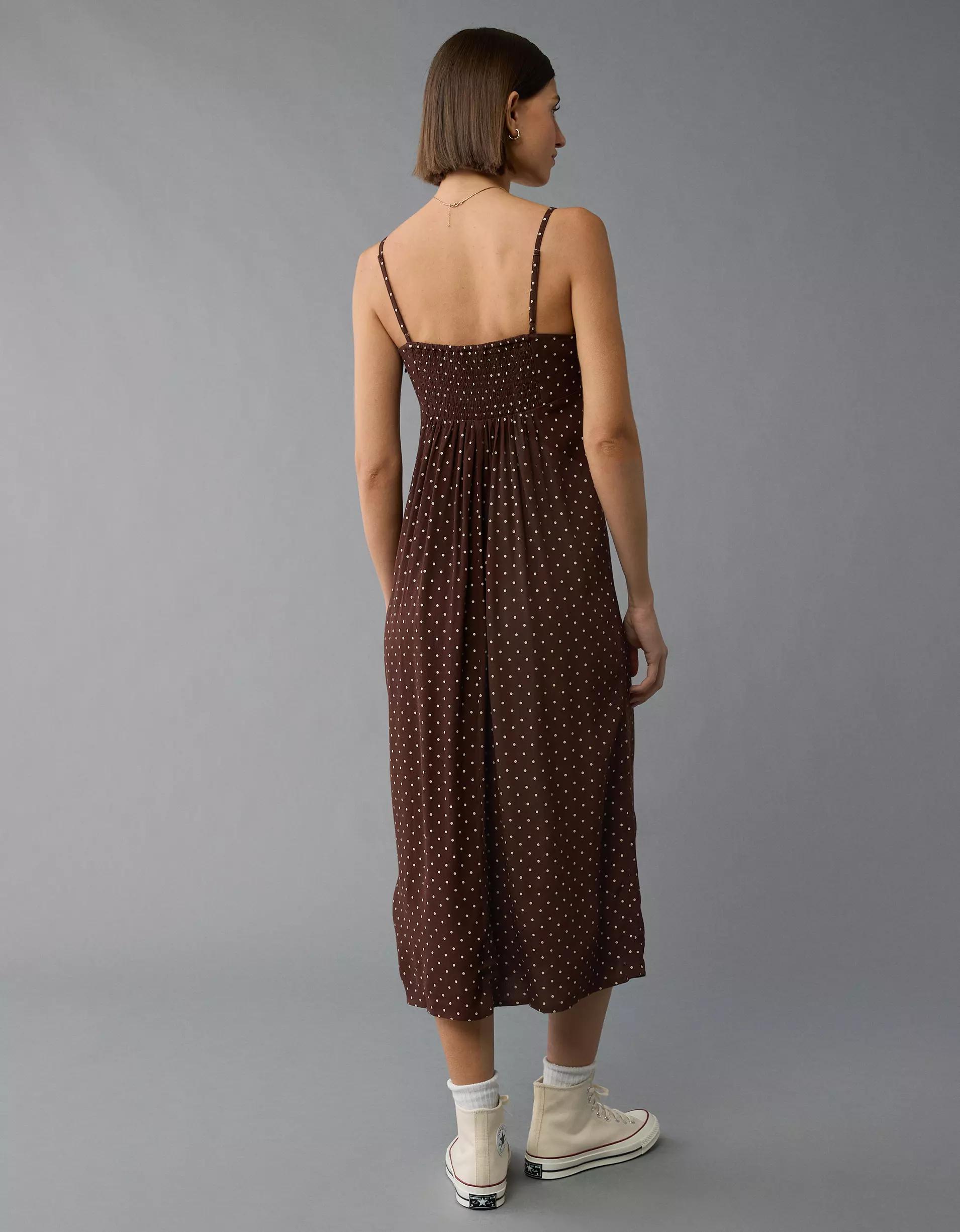 AE Ruched Midi Slip Dress Product Image