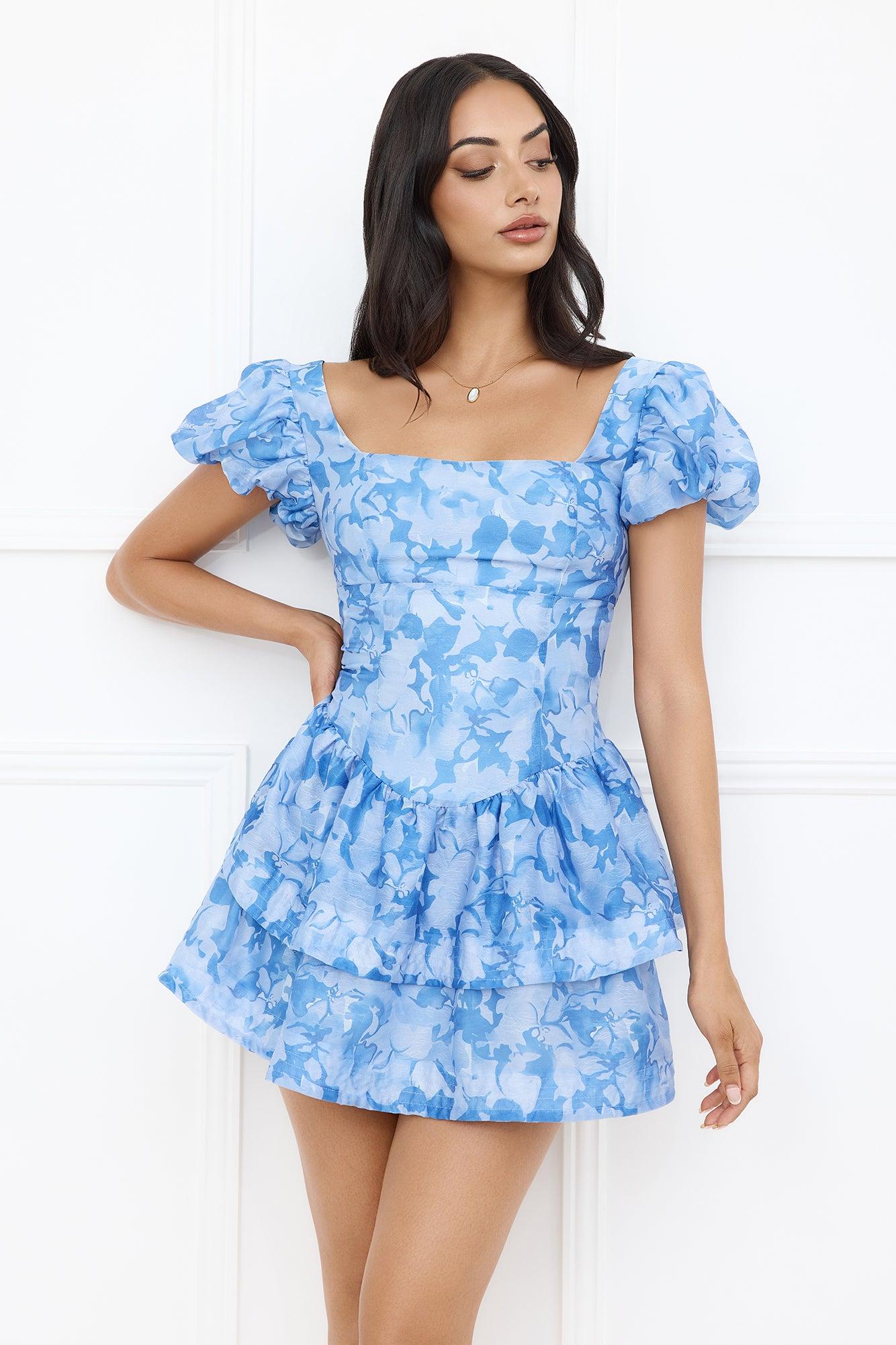 Pearl Kissed Mini Dress Blue Product Image