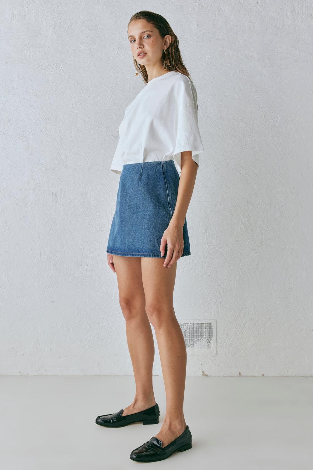 Anna Denim Mini Skirt Blue Product Image
