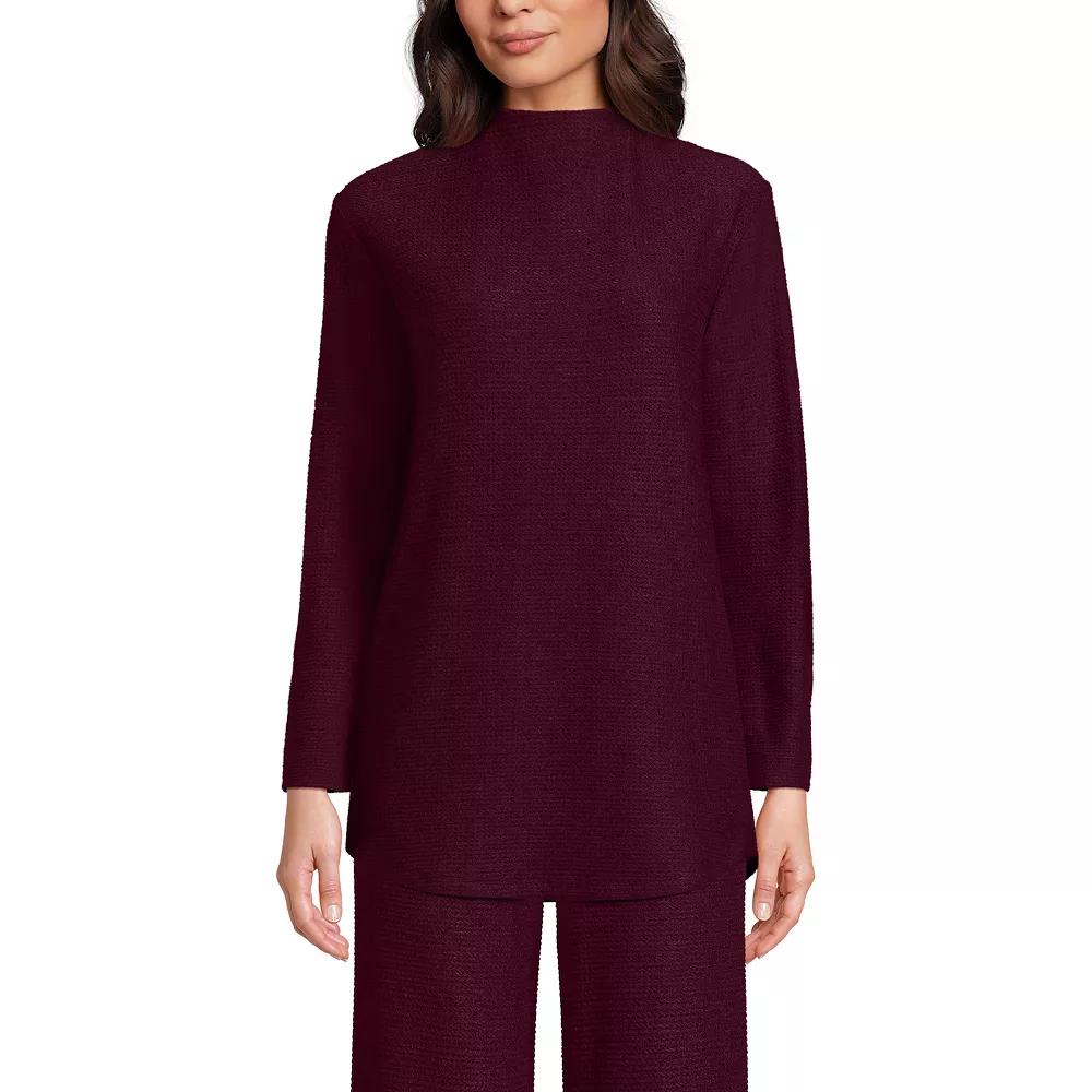 Petite Lands' End Cable Ottoman Relaxed Long Sleeve Funnel Neck Tunic, Women's,  Product Image