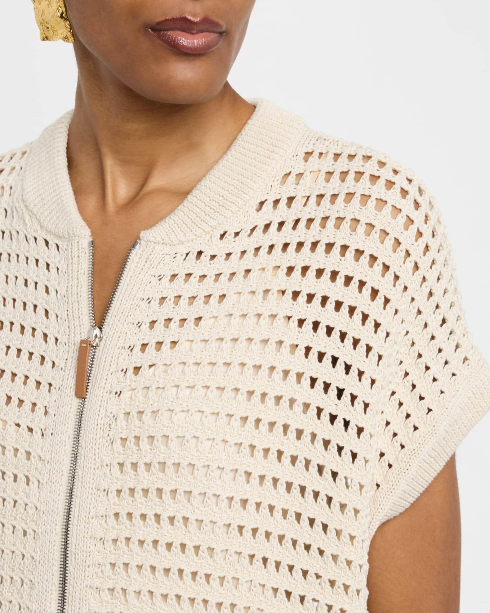 Open-Knit Cotton Sweater Vest Product Image