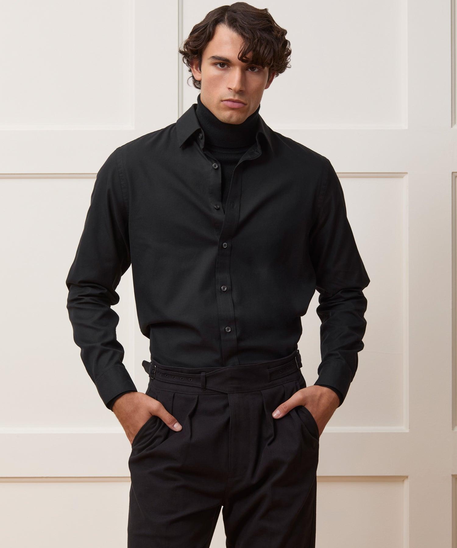 Cotton Twill Long Point Collar Shirt Product Image