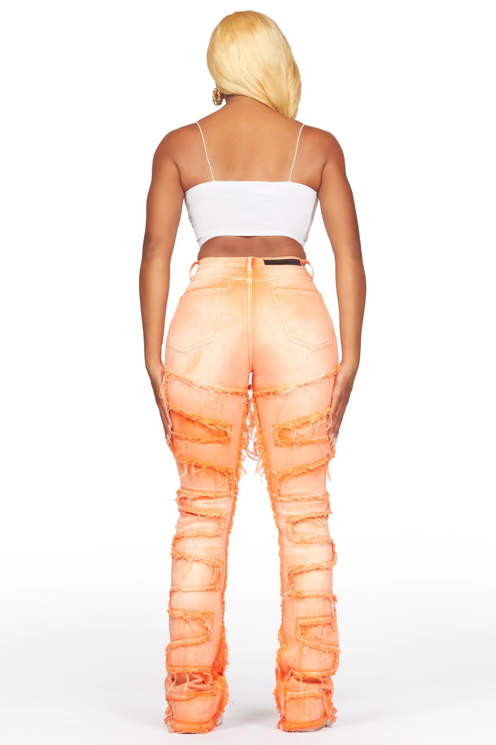 Zariyah Orange Stacked Flare Jean Female Product Image