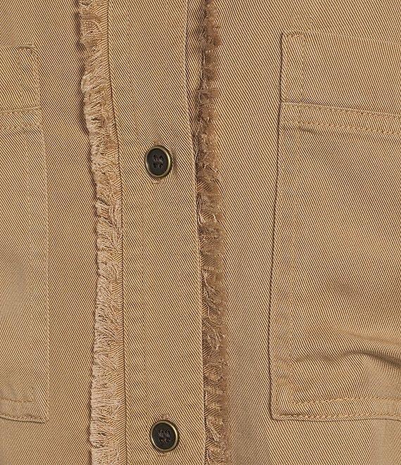 Multiples Lyocell Twill Point Collar Long Roll-Tab Sleeve Button-Front Fringed Shirt Product Image