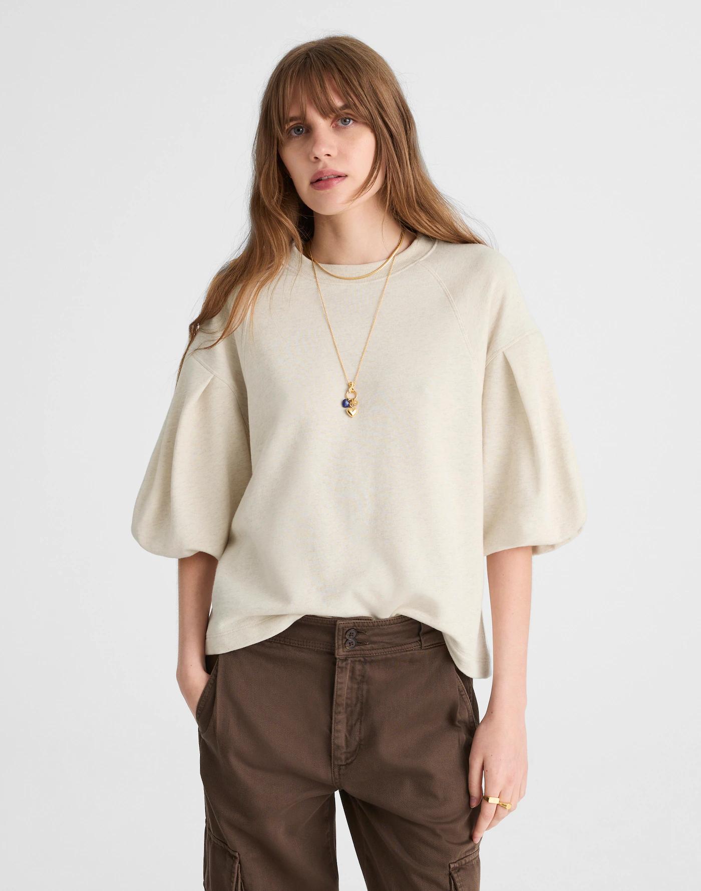 Puff-Sleeve Sweatshirt Tee Product Image