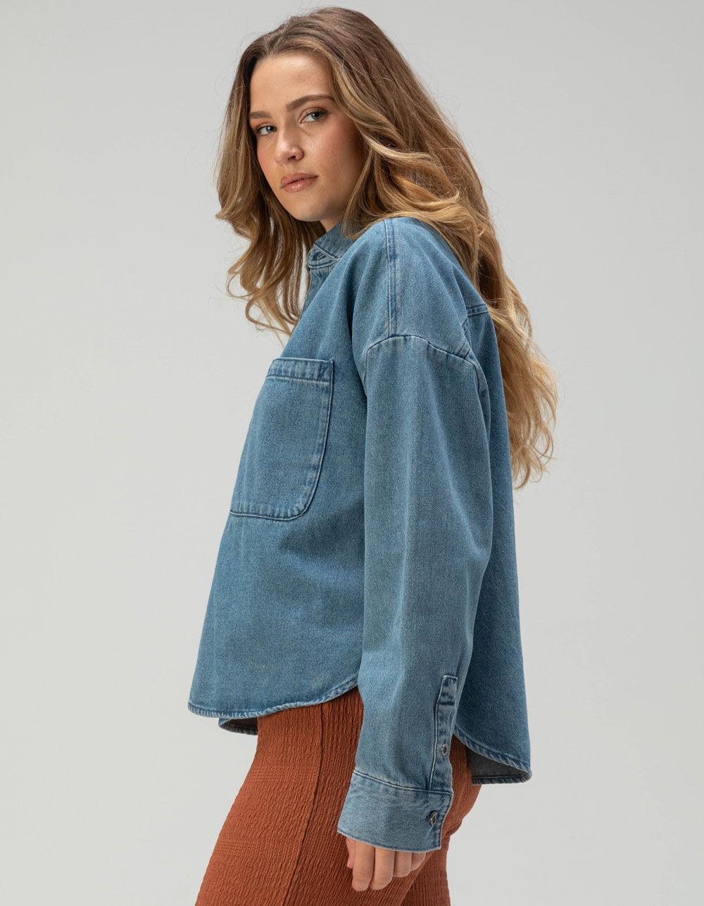 VANS Antica Womens Button Up Denim Shirt - DENIM Product Image