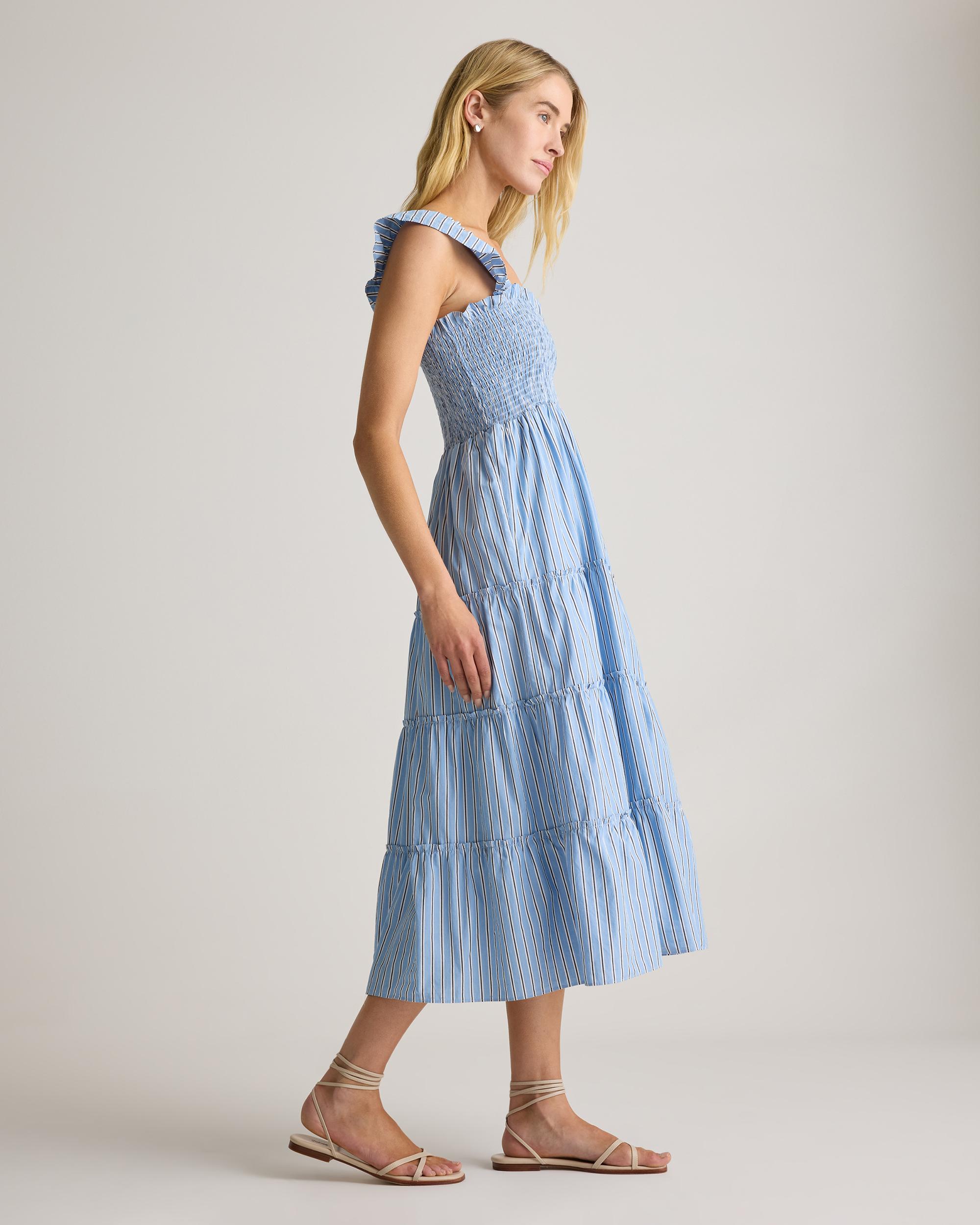 Quince | Women's Poplin Smocked Midi Dress Organic Cotton Product Image
