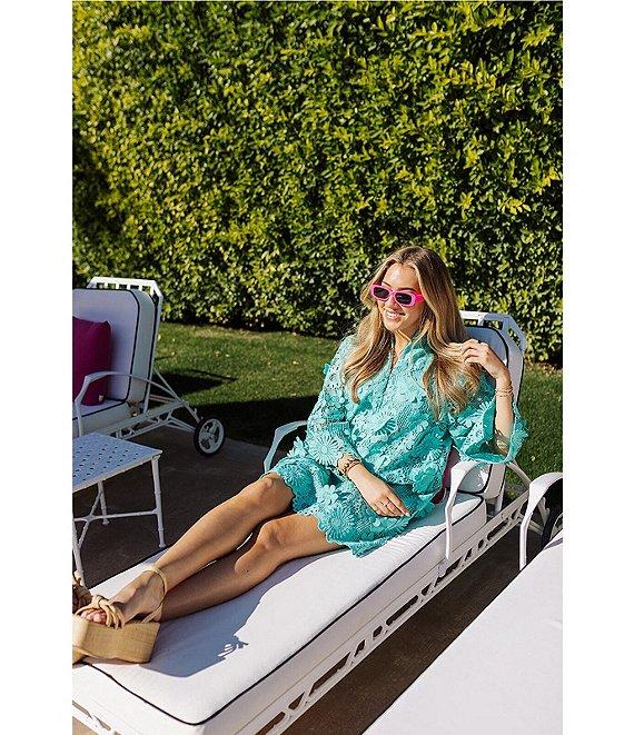 J.Marie Seraphina Floral 3D Lace Split Round Button Up Neck Long Sleeve Shift Dress Product Image