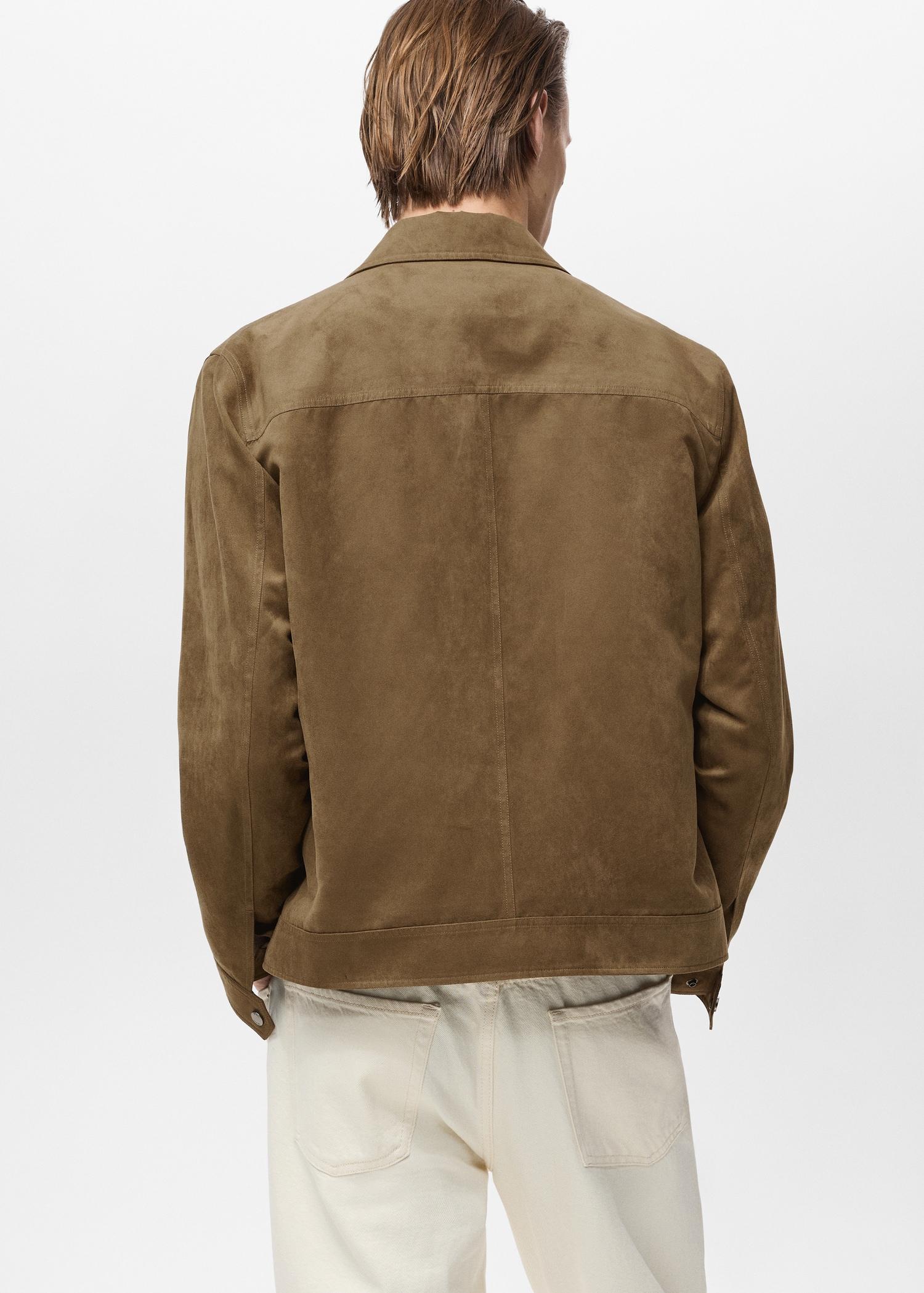Suede-effect jacket with zip - Men | MANGO USA Product Image
