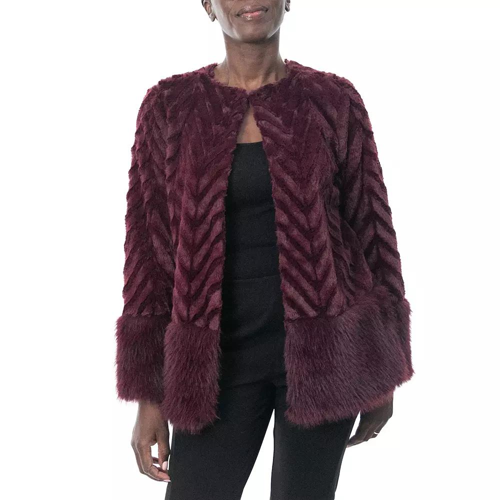 Women's Nina Leonard Chevron Faux-Fur Bolero,  Product Image