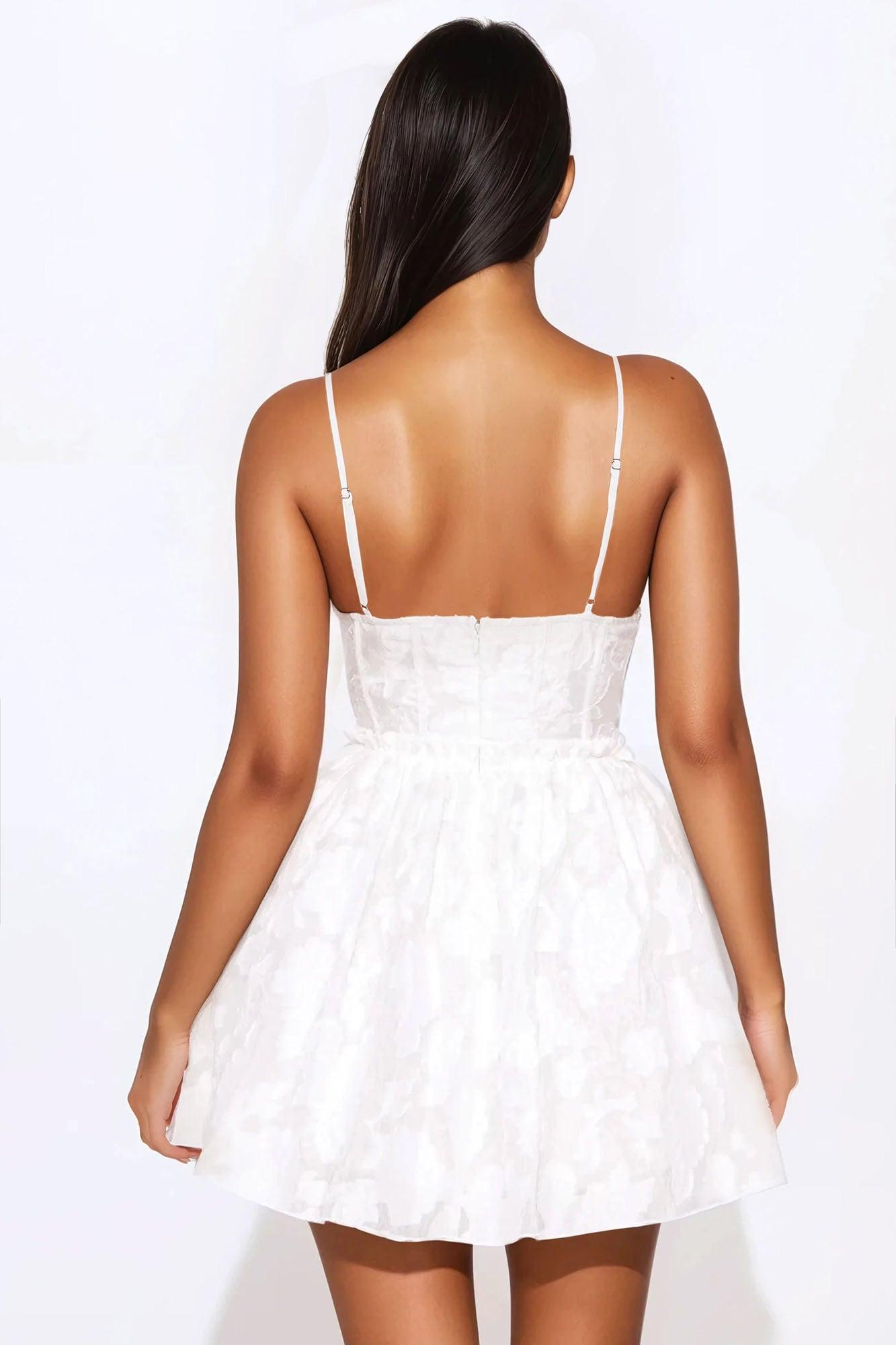 Blissful Moments Jacquard Mini Dress - White Product Image