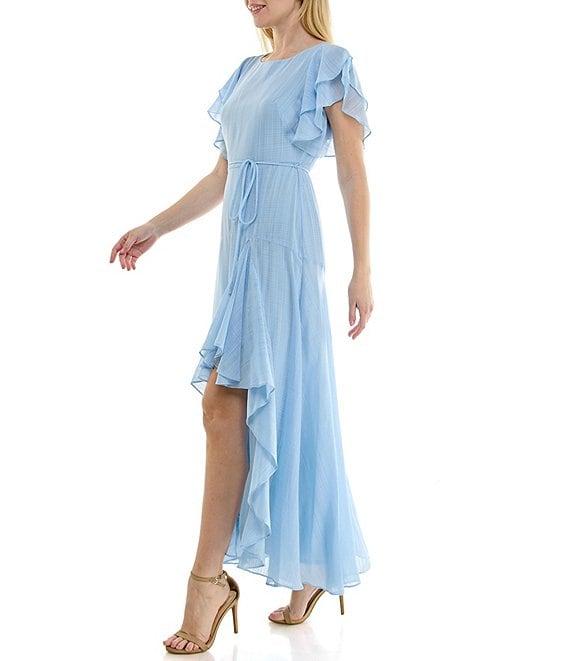 Moda Tara Flutter Sleeve Chiffon Sheath Maxi Dress Product Image