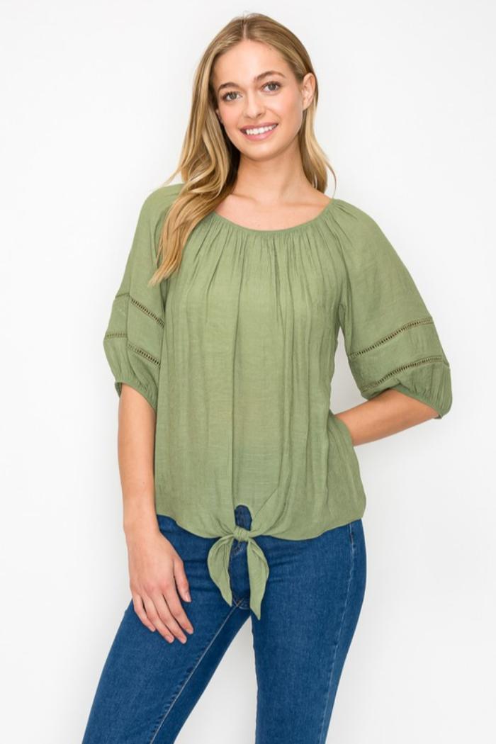 Tie Front Off Shoulder Top Product Image