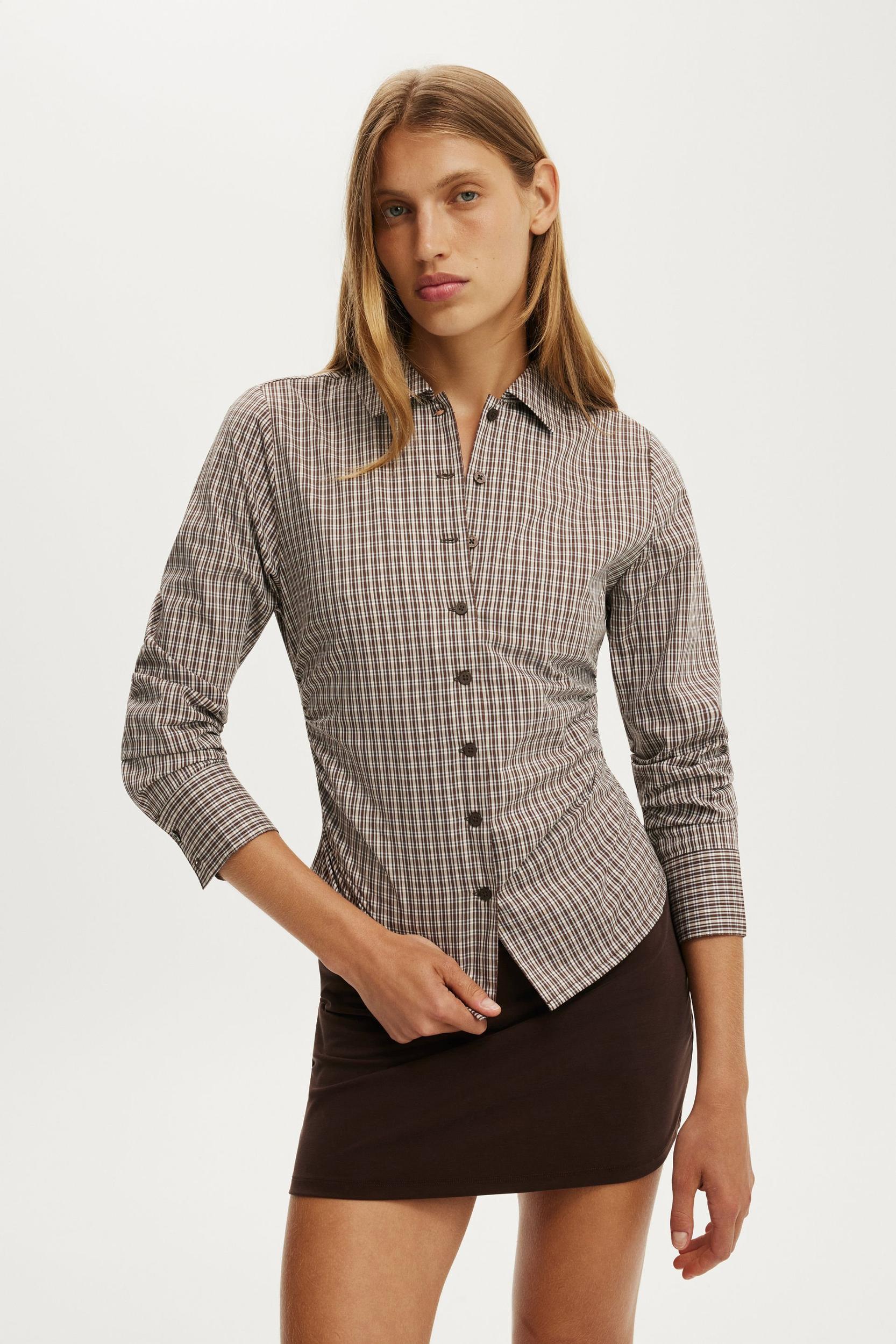 Peyton Gathered Long Sleeve Shirt Product Image