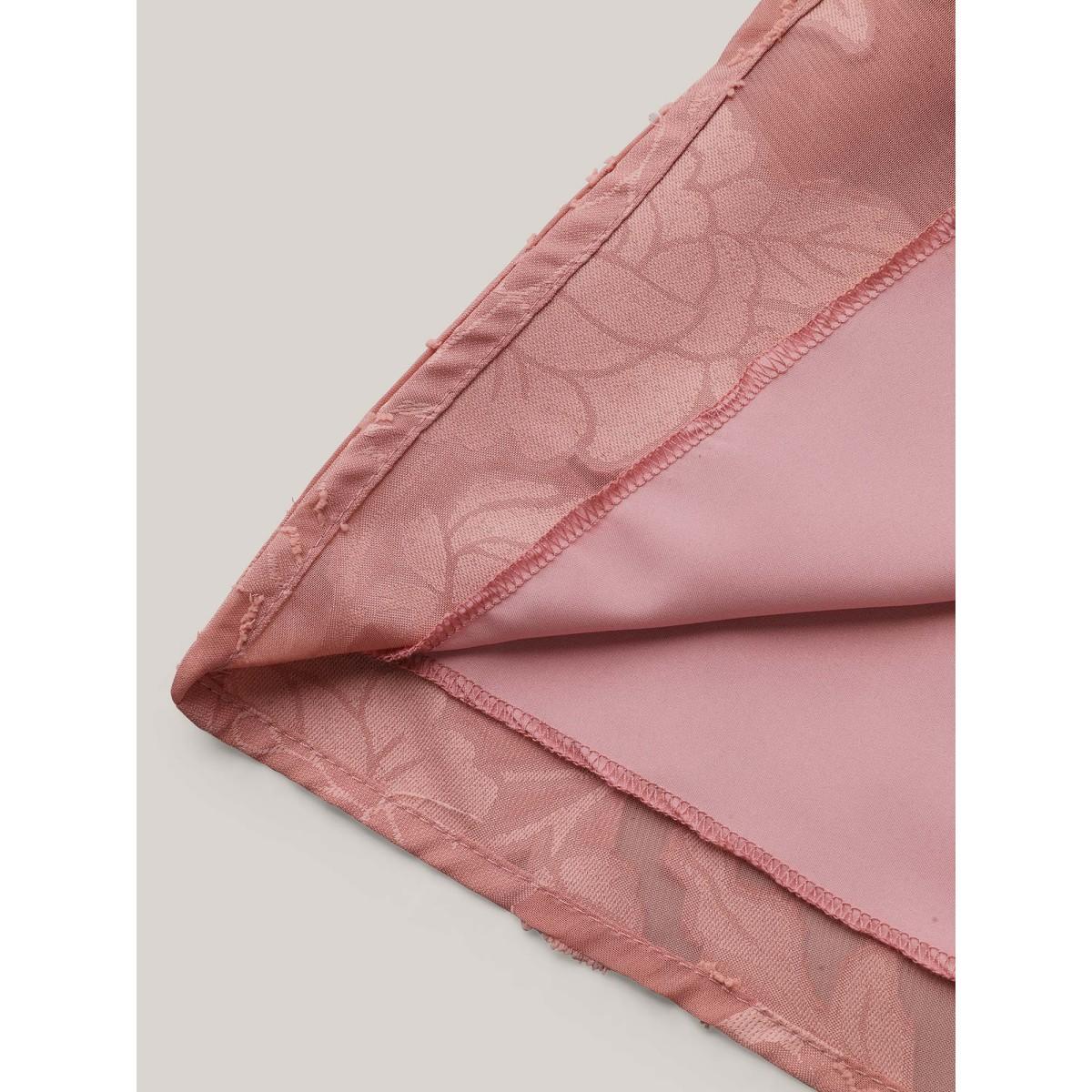 Plus Size Rouge Textured Waist-Cinched Lined Button Shirt Women Elegant Extra Long Sleeve Deep V-neck Everyday Blouses BloomChic 12/L Product Image