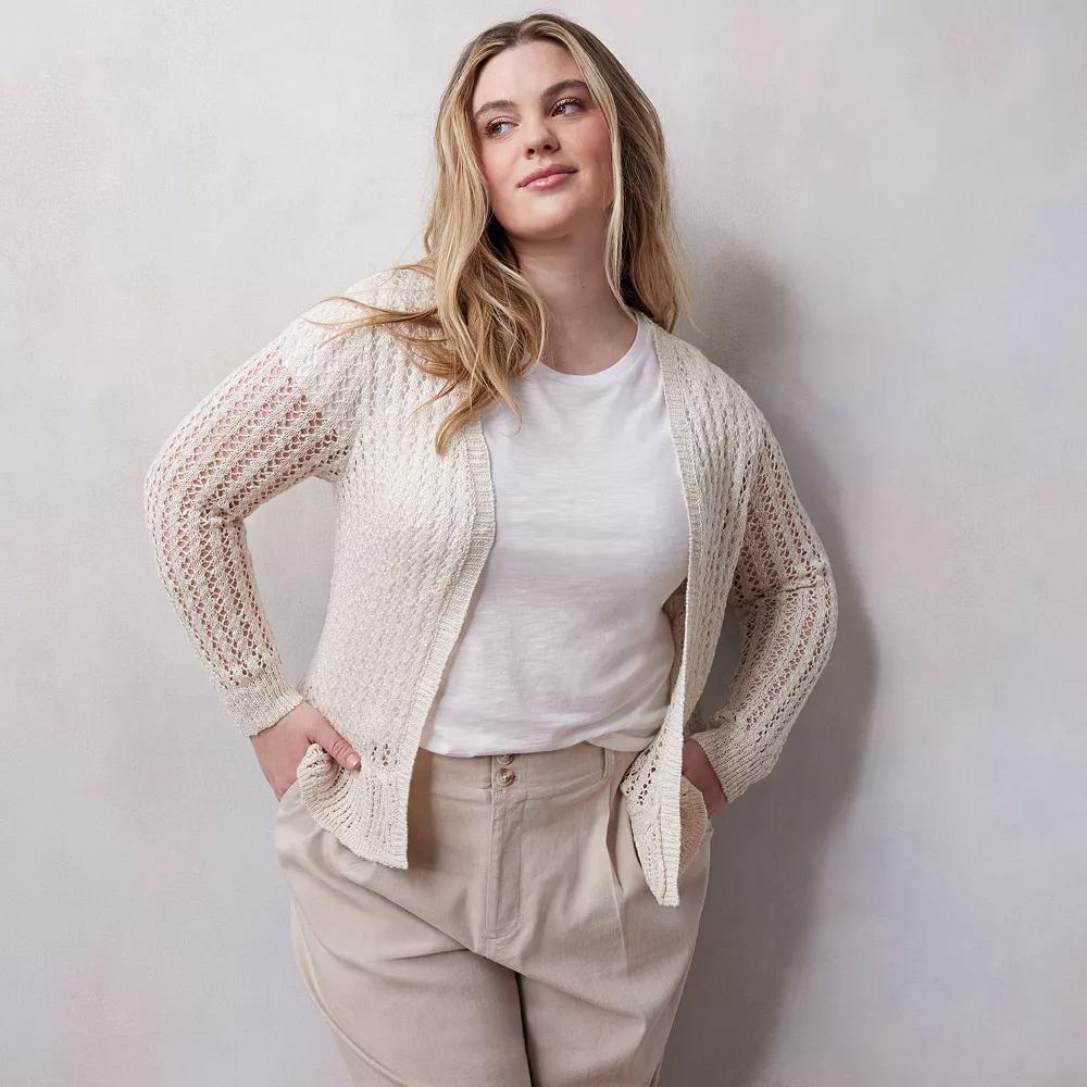 Plus Size LC Lauren Conrad Flounce Cardigan, Women's, Size: 2XL, Fusilli Product Image