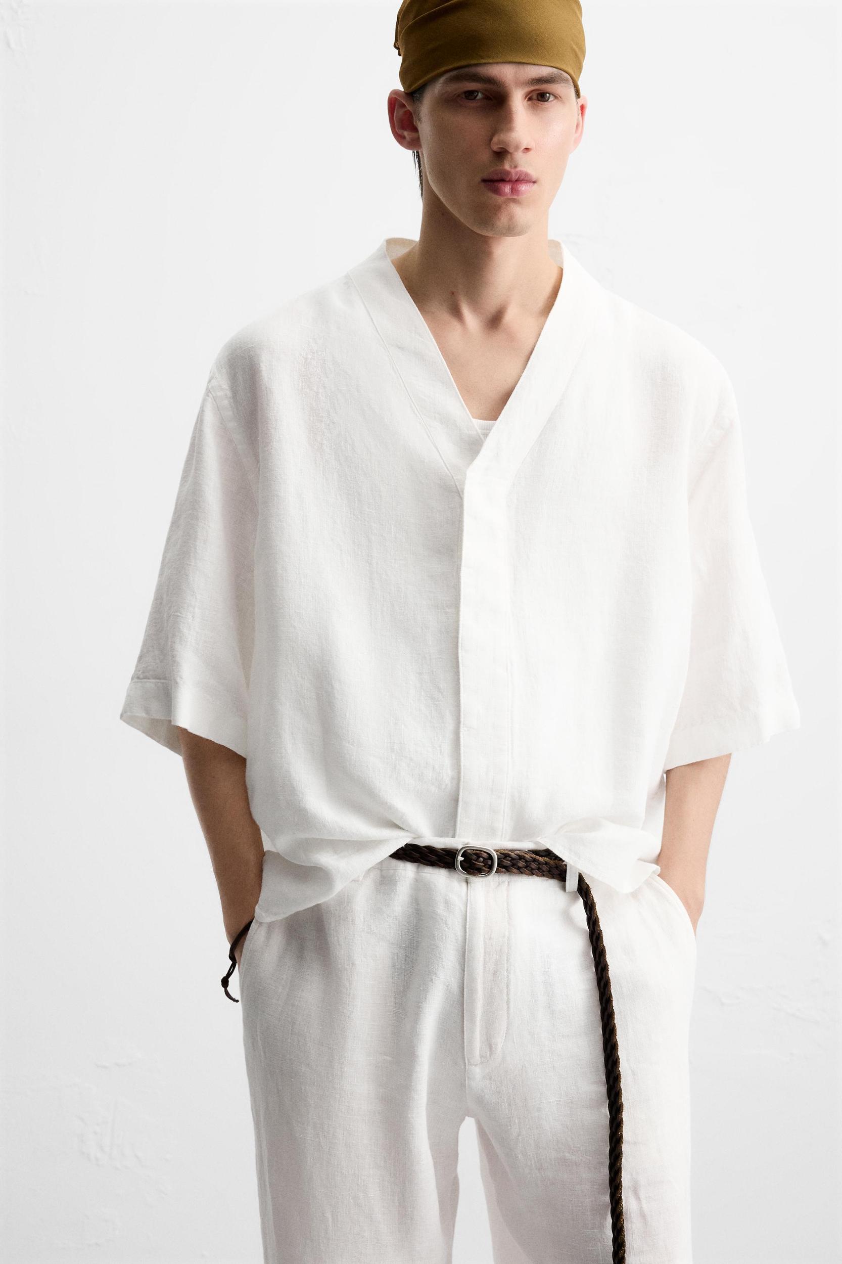100% LINEN OVERSHIRT Product Image