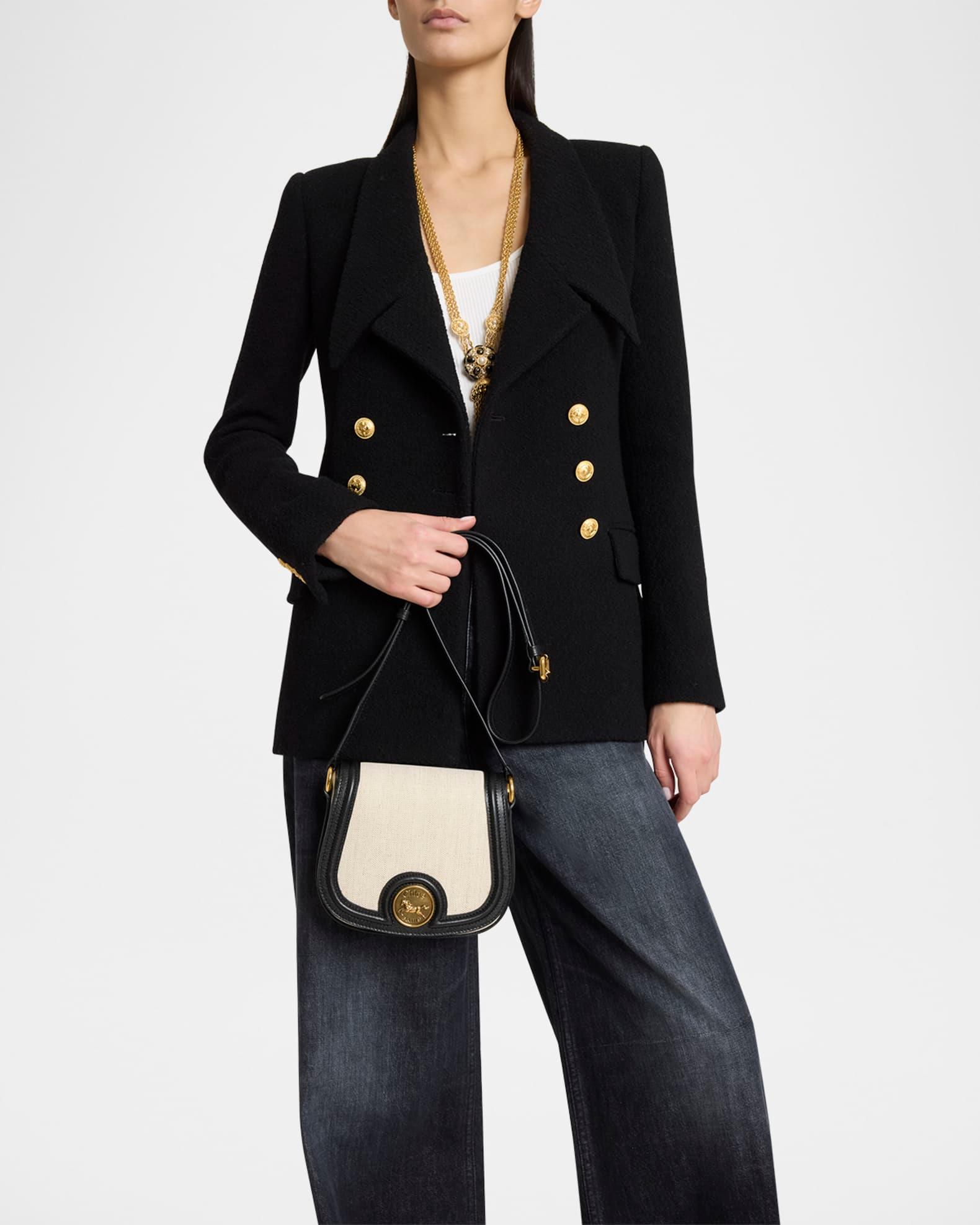 Horse Medal Small Saddle Crossbody Bag in Canvas Leather  Product Image