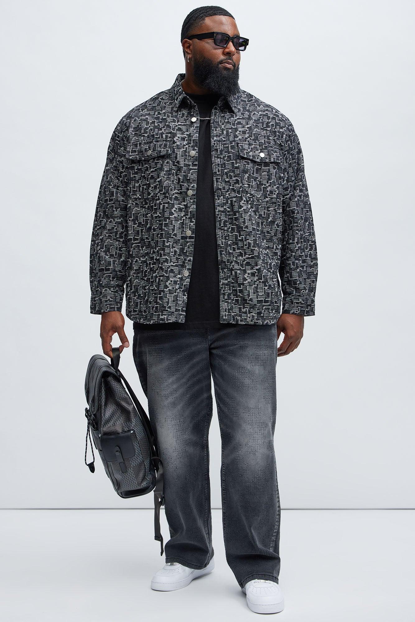 Arrow Jacquard Button Up Shirt - Black Wash Product Image