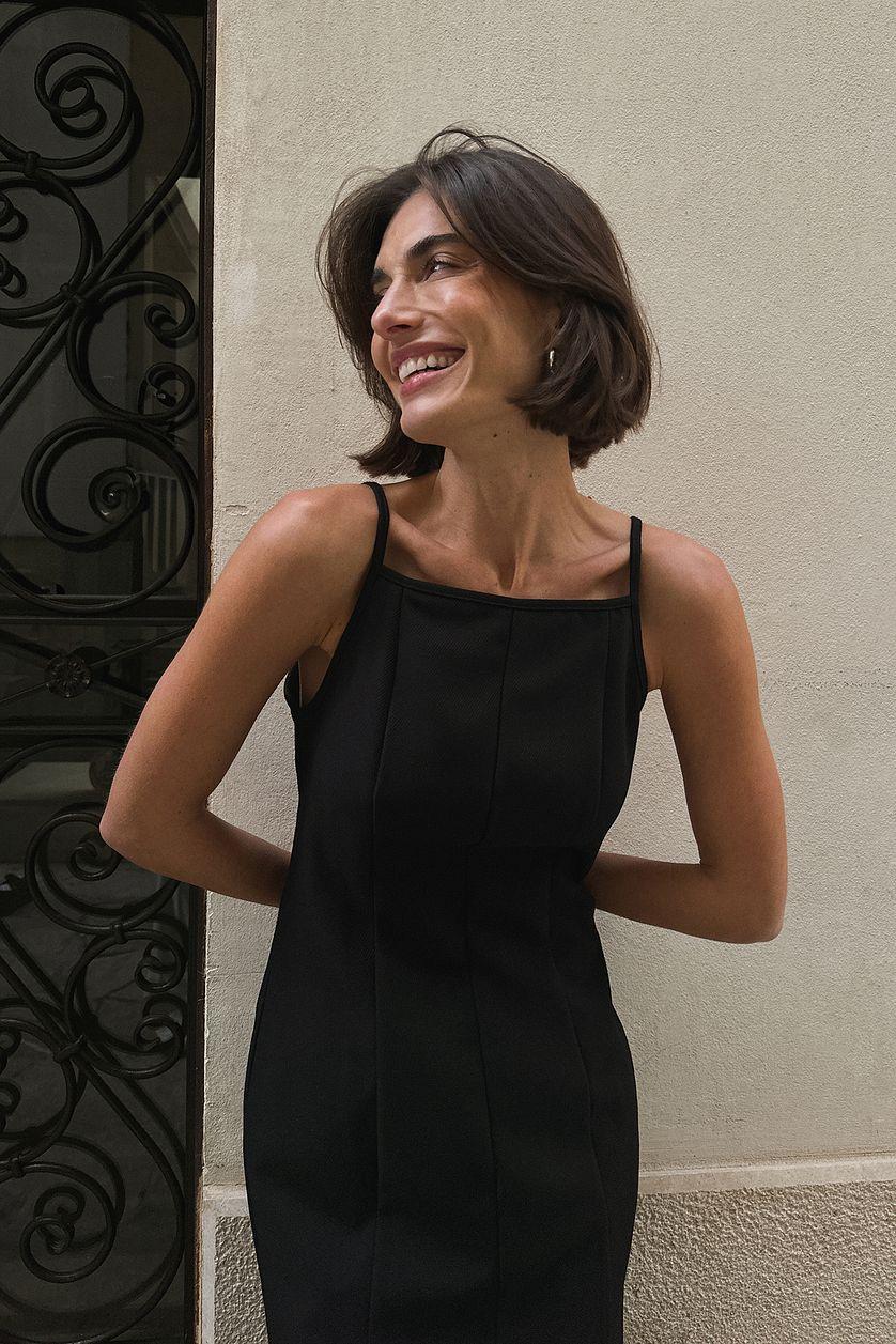 Deep Back Tie Detail Midi Dress Product Image