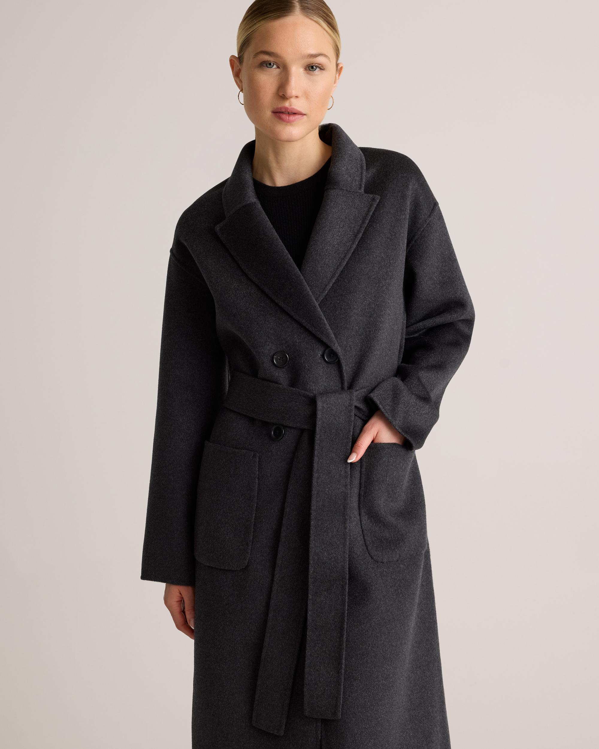 Quince | Women's 100% Mongolian Cashmere Double-Faced Double-Breasted Wrap Coat Product Image