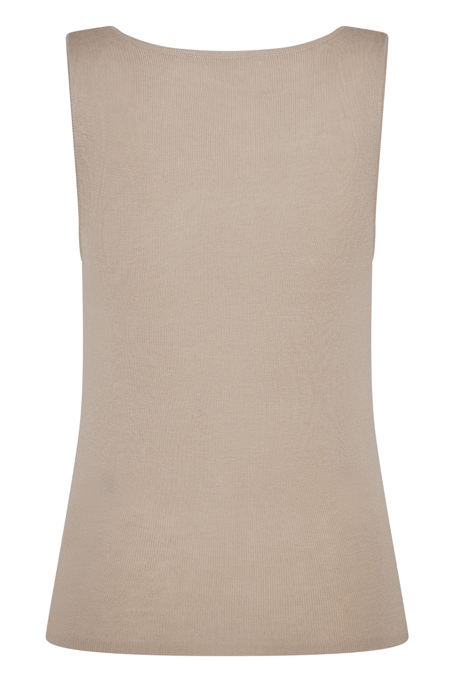 Brenda Draped Front Knit Top - Stone Product Image