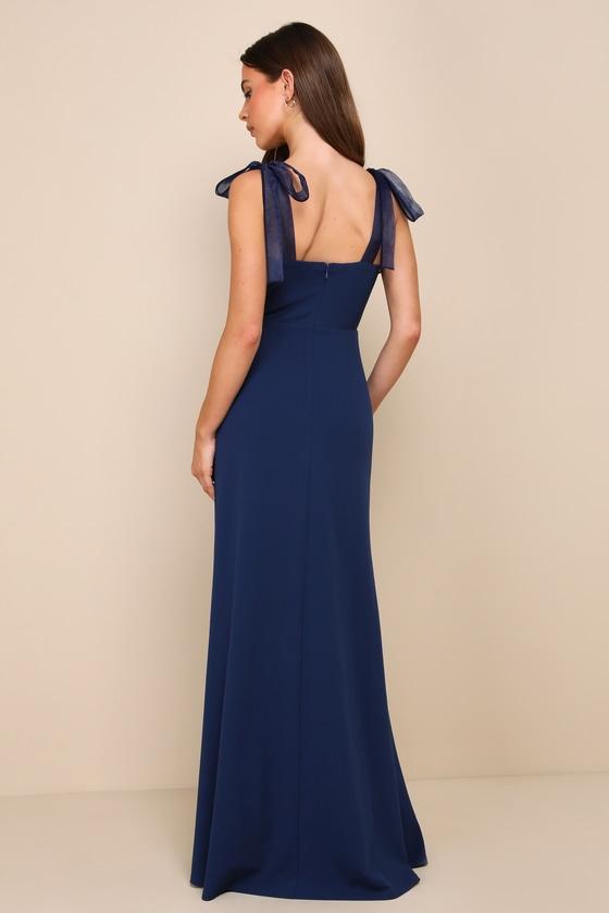 Beloved Elegance Blue Tie-Strap Mermaid Maxi Dress Product Image